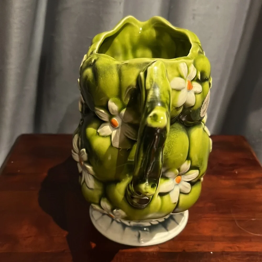 SOLD IN BUNDLE 1967 Inarco 3D Green Apples & Daisies Pitcher Creme de Menthe - Picture 3 of 11